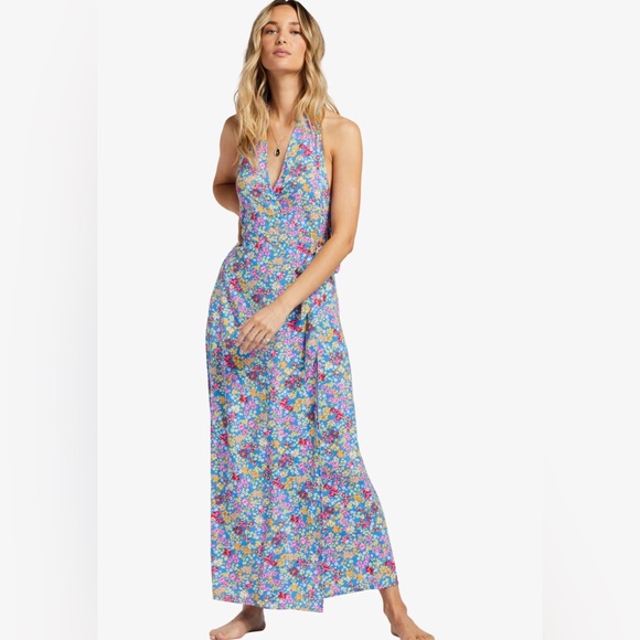 NWOT Billabong Let’s Hang Halter-Neck Wrap Midi Dress nwot size small - Picture 1 of 6